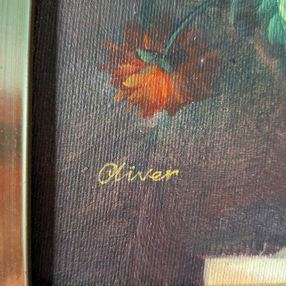 Signed StIll Life Oil Painting with Original Gold Frame and Backing - Picture 4 of 15